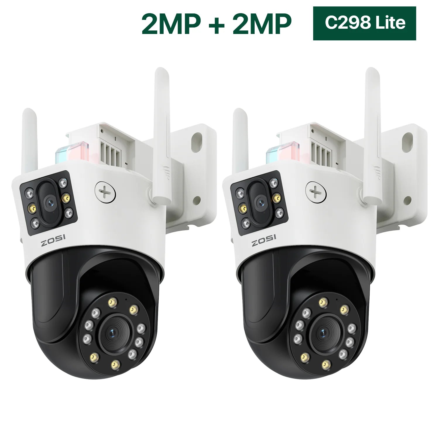 ZOSI C298 8MP/4MP Dual-Lens Wired WiFi PTZ Security Camera Outdoor Wide Angle 8X Hybrid Zoom AI Detection 360 Surveillane Camera