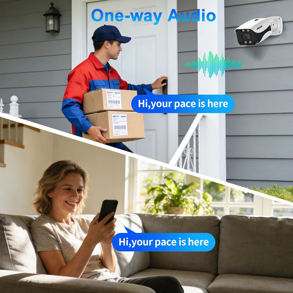 ASECAM 8MP 4K IP Camera Ai Face DetectionOutdoor H.265 Onvif Bullet CCTV POE Human Video Security Camera RTSP ICSEE