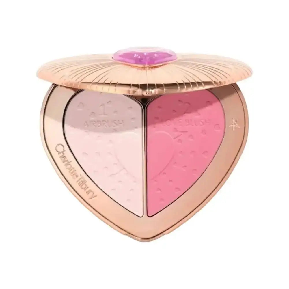Tidesmit two-color heart blusher and eyeshadow palette detail view showing long-lasting waterproof makeup shades