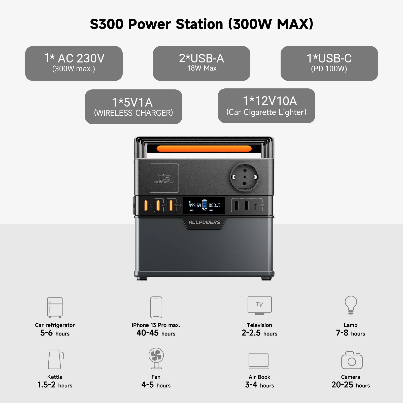 Portable Power Station 300W 288Wh Pure Sine Wave Generator Tidesmit