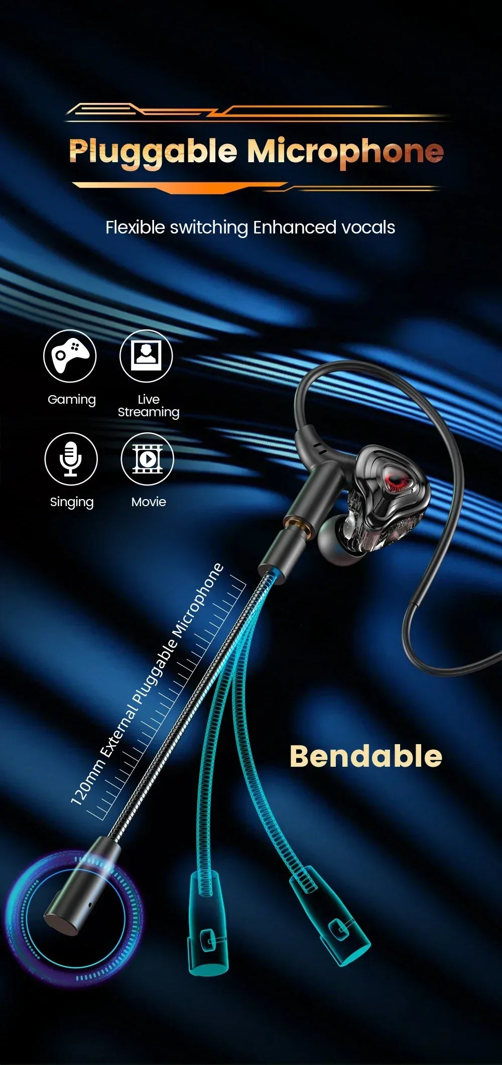 Wired In-Ear Headphones with Dual Microphone - Tidesmit 90° Elbow Tidesmit