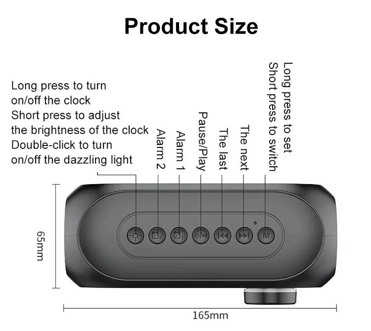 Alarm Clock Portable Bluetooth Speaker Radio FM Subwoofer Wireless Sound Box Music Mini Woofers Caixa De Som Coluna Lamp Bocina