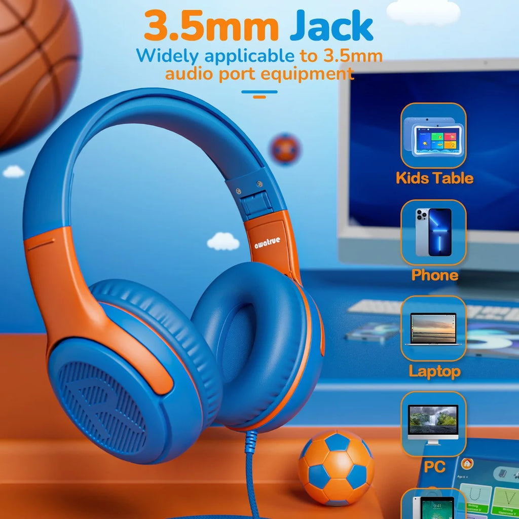 Kids Wired Headphones with Microphone - Foldable Over-Ear Tidesmit Tidesmit