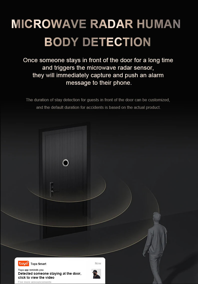 4.3 "IPS Large Capacity Display Doorbell Peep Hole Smart Cat Eye Digital Door Camera 120 ° 2K300W Pixel Doorbell Outdoor Monitor