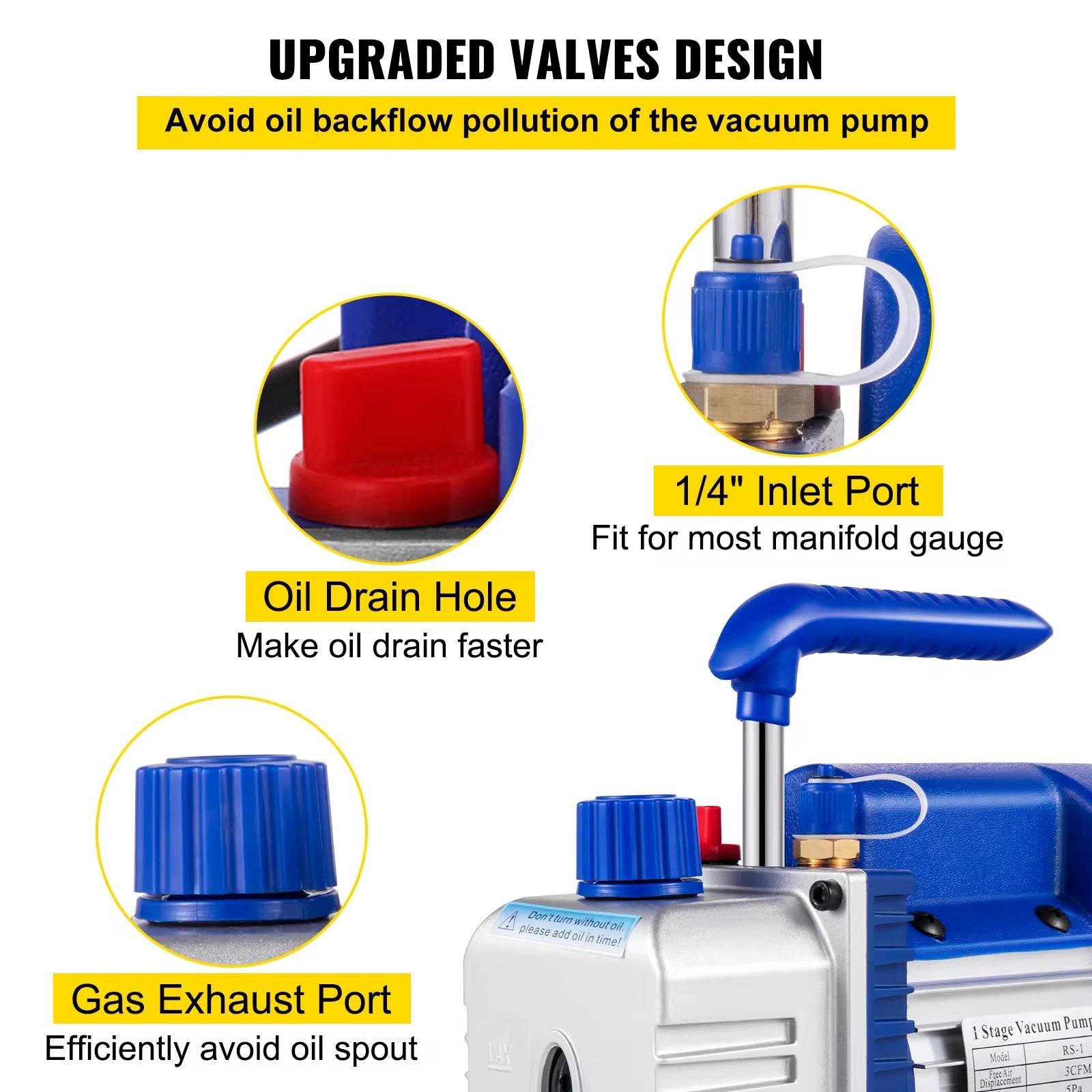 VEVOR Pro Leg Stretcher 220LBS Leg Stretch MachineHeavyDutySingleStageVacuumPump3CFM1/4HPForRefrigerationVacuumPackaging