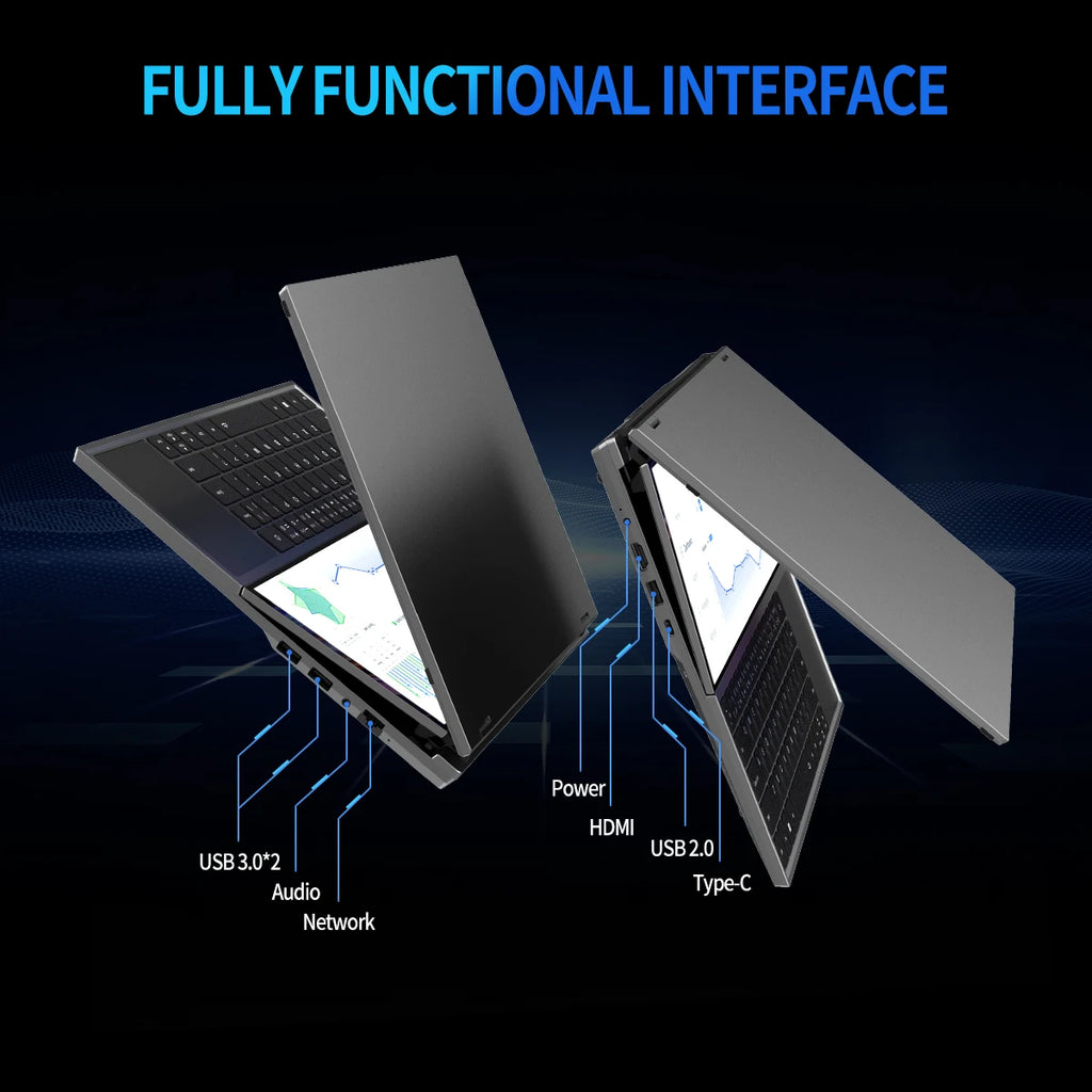 TUHUI Intel core I7-9750H Dual Screen Laptop 16 Inch Gaming Laptops 14 Inch Touch Screen 32G RAM 2TB SSD Notebook Win11 Computer