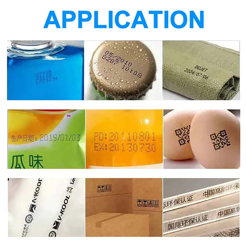 Handheld inkjet printer printing on bottles, cans, labels and packaging samples