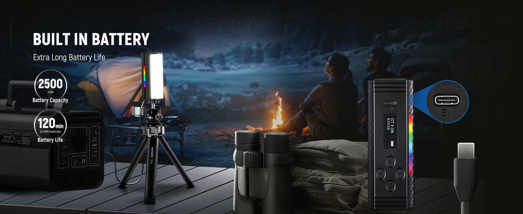 Magnetic LED Light Wand 2 Pack RGB - Portable Content Creation Lighting Tidesmit