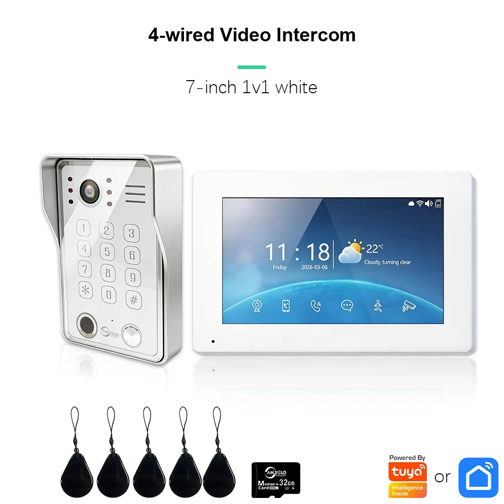 ANJIELO Doorbell Video Intercom System 5IN1 Unlock Tuya Smart Digital Frame Background Music Detection Preview NEW 2026