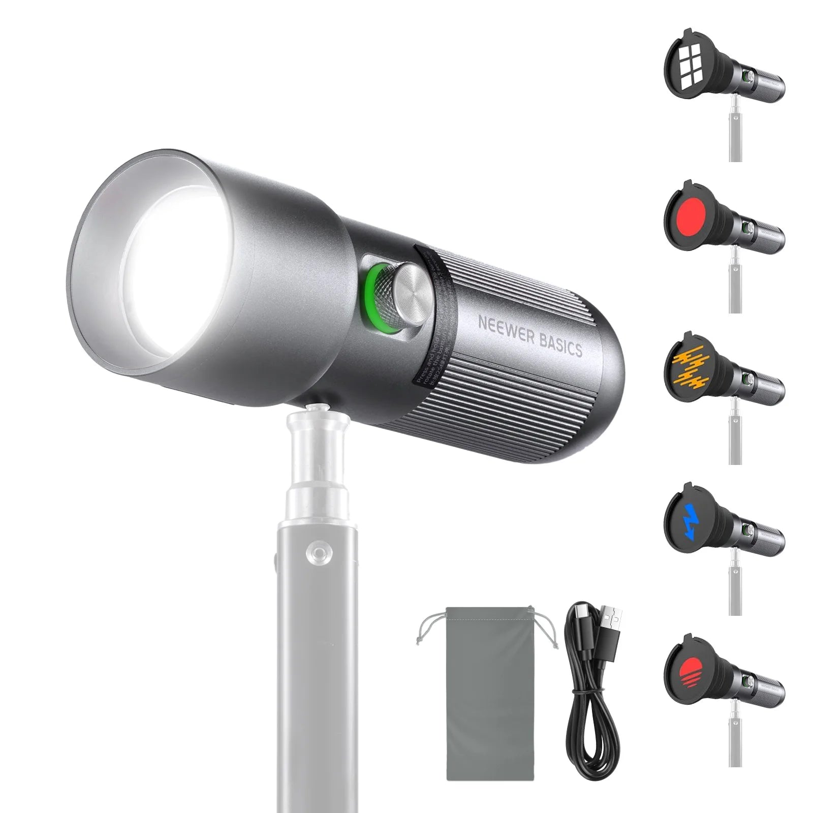 RGB LED Video Light with 20 Gobo Filters - 7500mAh White WHITE Tidesmit