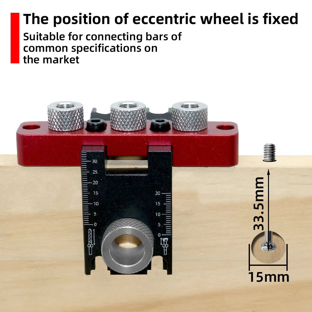 3 In 1 Universal Dowel & Pocket Hole Jig Adjustable Wood Hole Drilling Guide Locator Woodworking Cam Doweling Kit Tool