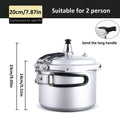 20cm portable pressure cooker for 2 people, long handle, silver pot with black carry straps