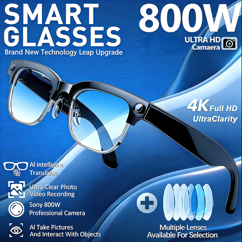AI Smart Glasses with 4K Camera, Bluetooth, and Spatial Audio - Tidesmit Tidesmit