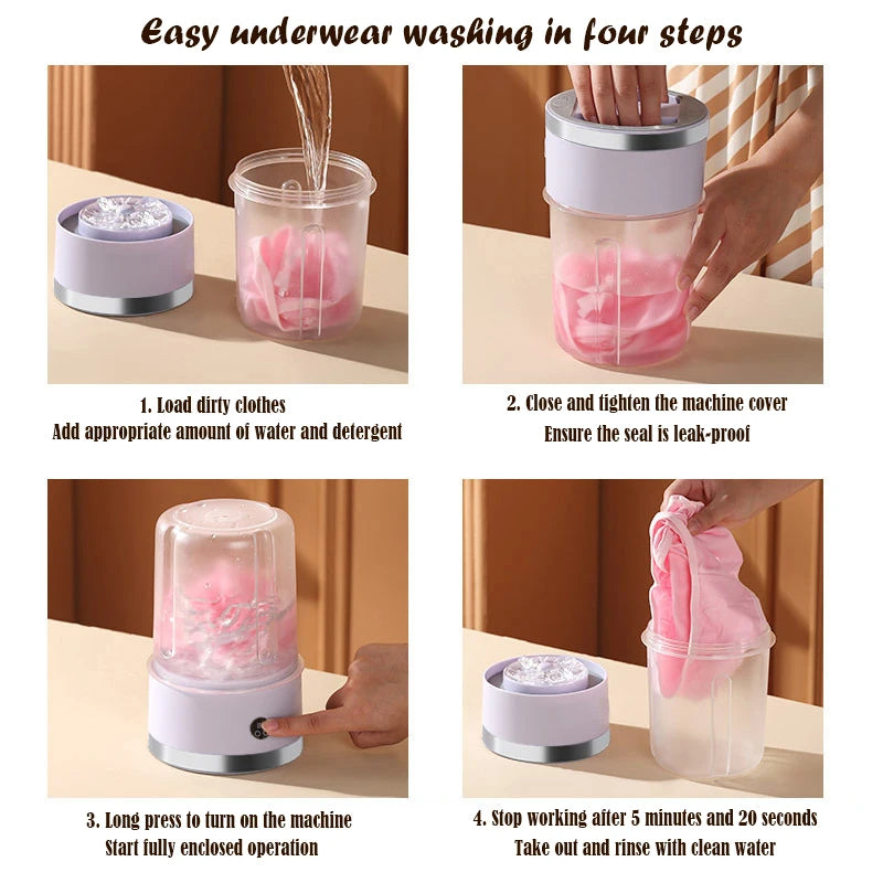 Tidesmit portable wireless laundry bucket showing internal 2-speed washing mechanism for socks and underwear