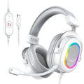 RGB Gaming Headset 7.1 Surround Sound - White Over-Ear Wired Headset WHITE Tidesmit