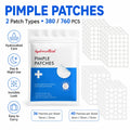 380/760pcs Hydrocolloid Pimple Patches, 2 Round Dot Types, Invisible Spot Cover Stickers, Day Night Use