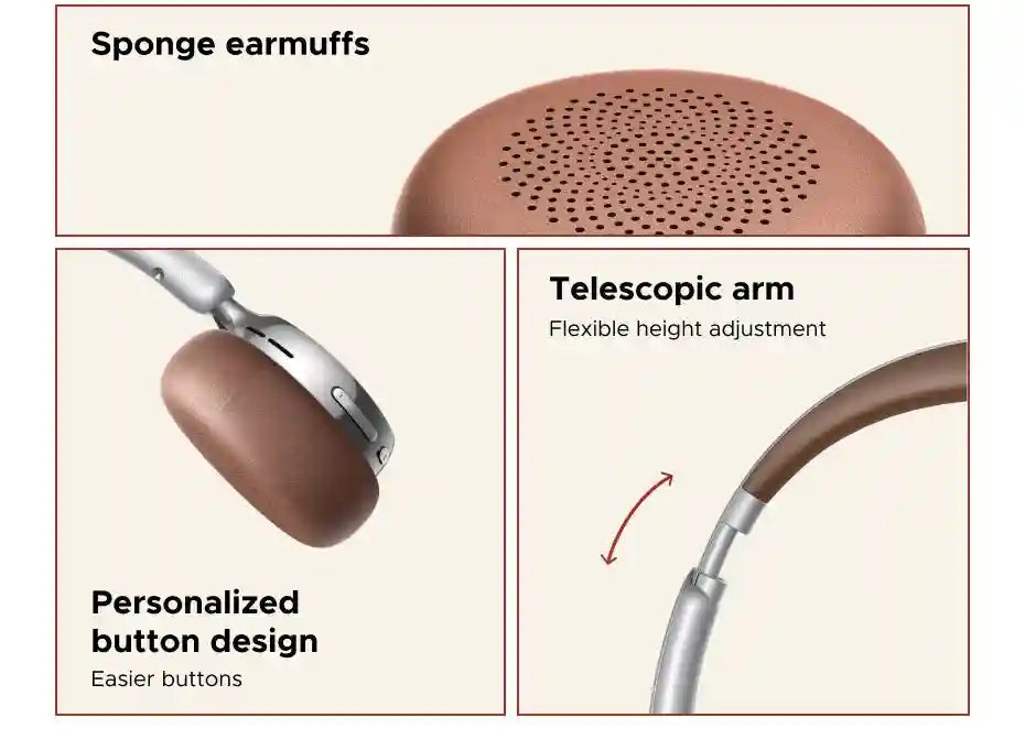 Active Noise Cancelling Wireless Headphones - Over-Ear Studio Monitor Tidesmit