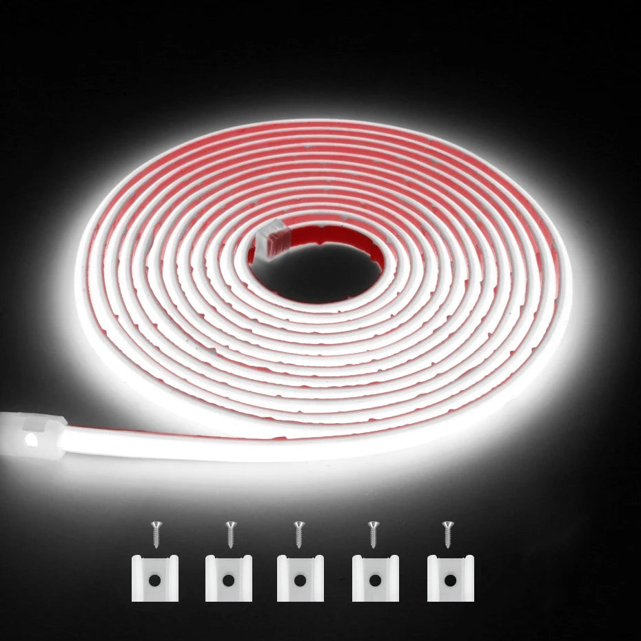 Self-adhesive 220V COB LED Strip 288LEDs/m IP65 Waterproof 1m-25m Length with Timing Dimming Switch EU/AU/UK Plug for Lighting