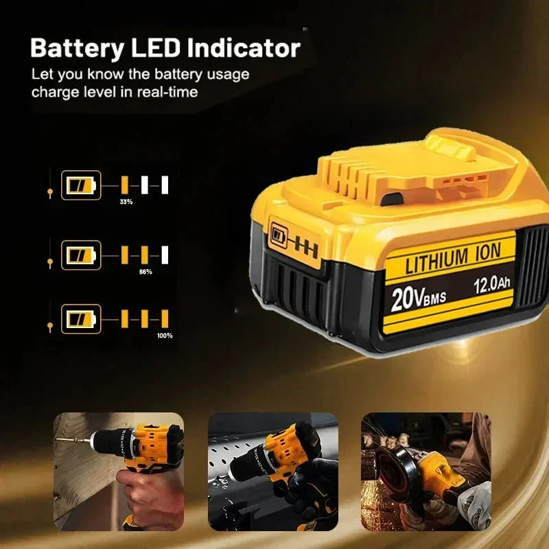 For DeWalt 18v 20V Lithium Ion Batteries 20V 12Ah DCB203 Li ion Battery Replacement DCB206 DCB205 DCB204 DCB200Power Tools