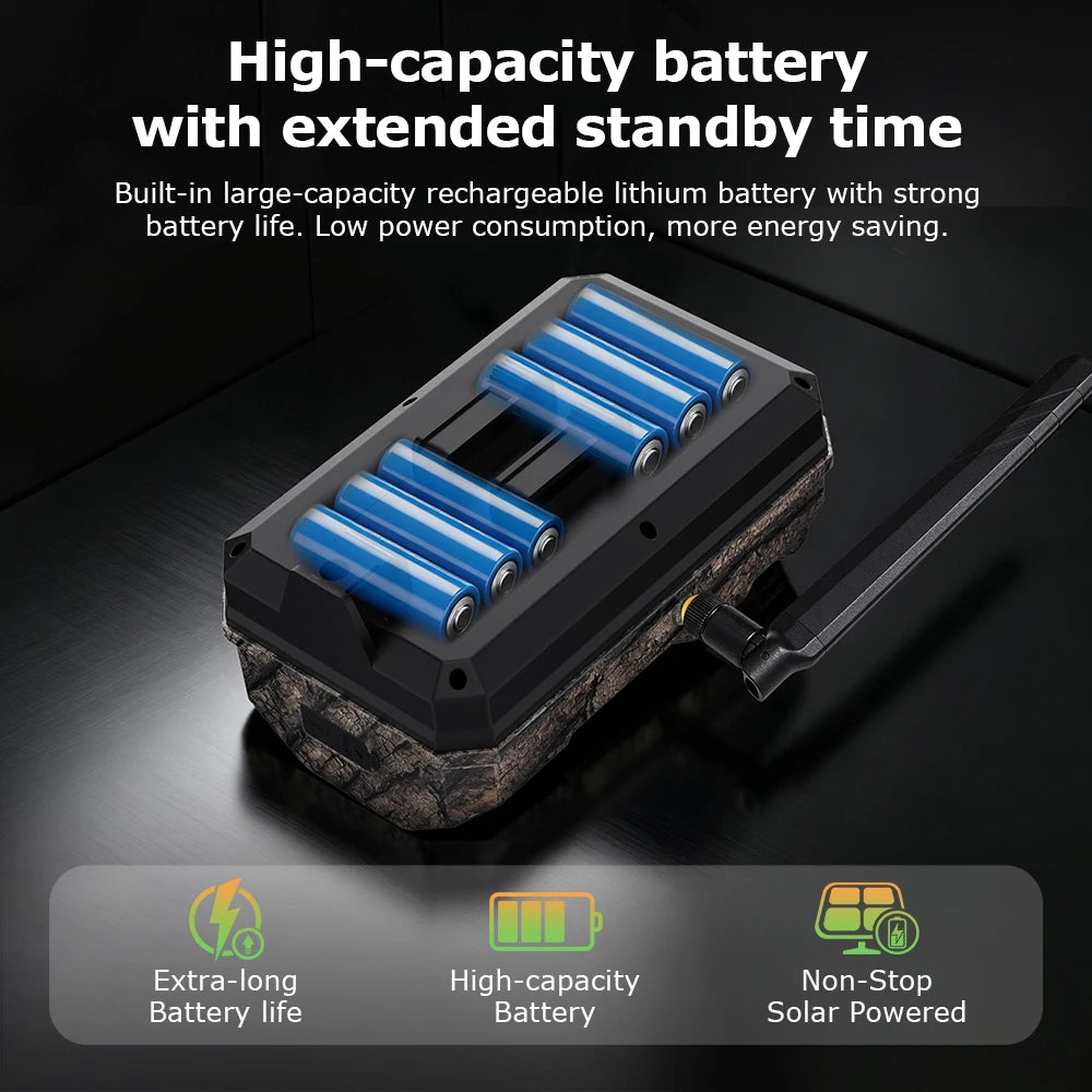 INQMEGA 24MP Dual Lens Solar 4G GPS Hunting Trail Camera AI PIR 180° Wide Angle Night Vision IP66 Outdoor Wildlife Camouflage
