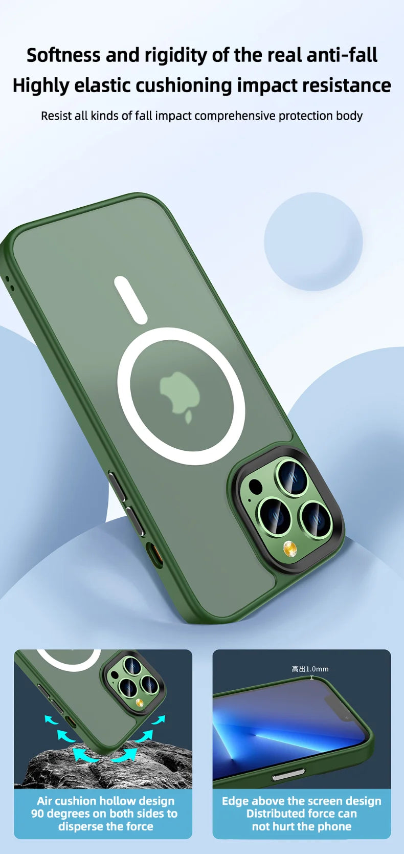 Magnetic iPhone Case with Wireless Charging & Military-Grade Drop Protection Tidesmit