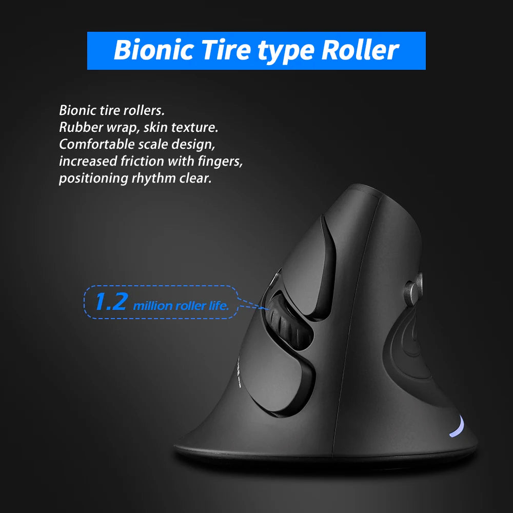 ZELOTES F-17 Vertical Mouse 2.4GHz Wireless Gaming Mouse 6 Keys Ergonomic Optical Mice with 3 Adjustable DPI for PC Laptop