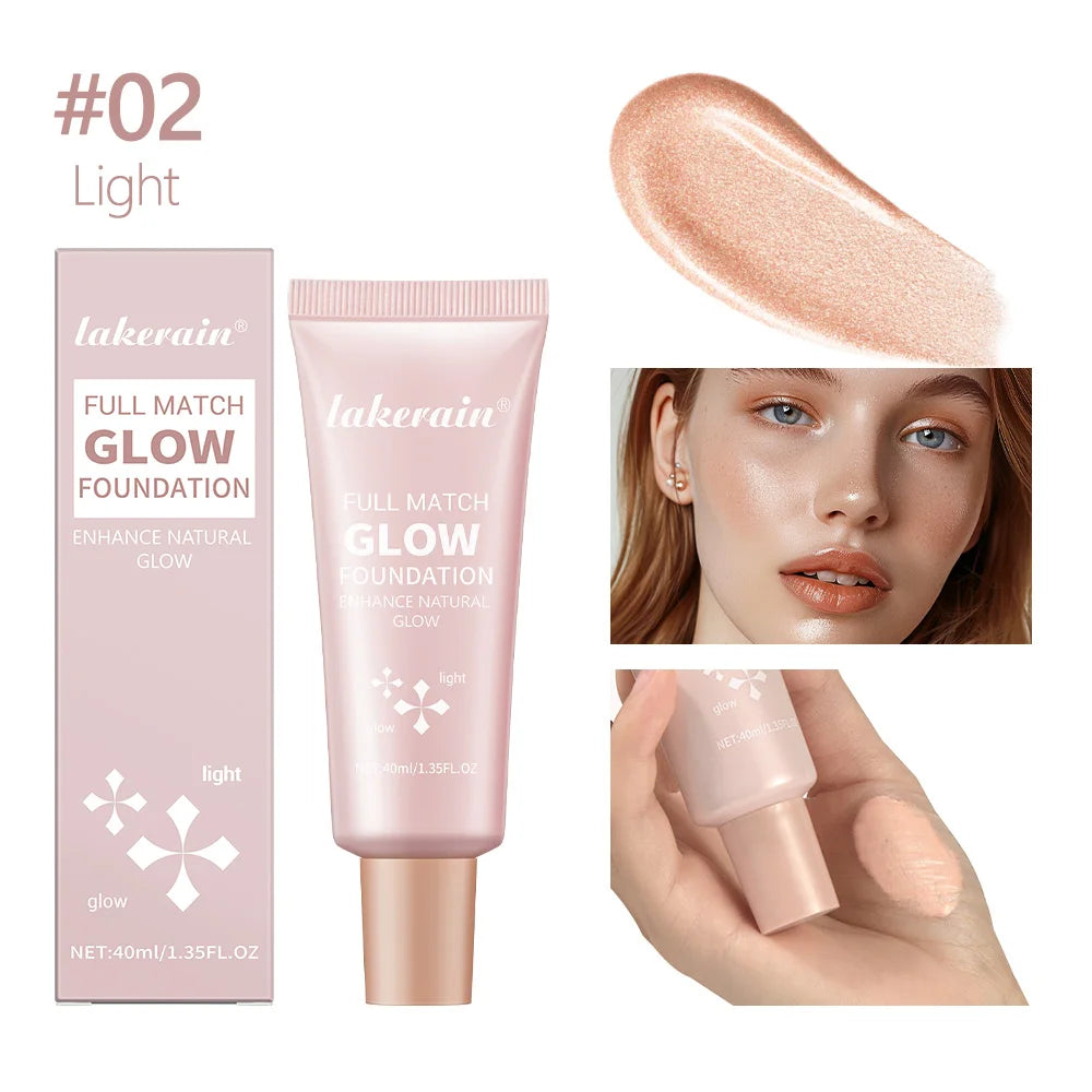 Tidesmit Glowing Foundation liquid texture close-up showing moisturizing natural finish and highlighter effect