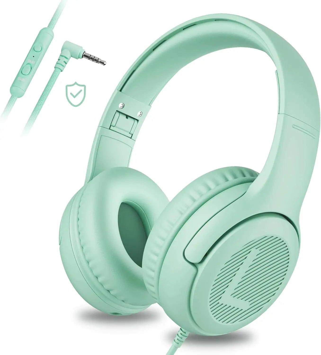Kids Wired Headphones with Microphone - Foldable Over-Ear Tidesmit Green Tidesmit