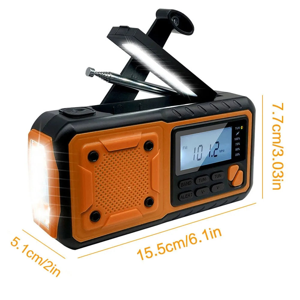 4000mAh Portable Emergency Solar Power Radio Hand Crank Charging AM/FM Weather Radio Led Reading Flashlight Bank Phone Charger