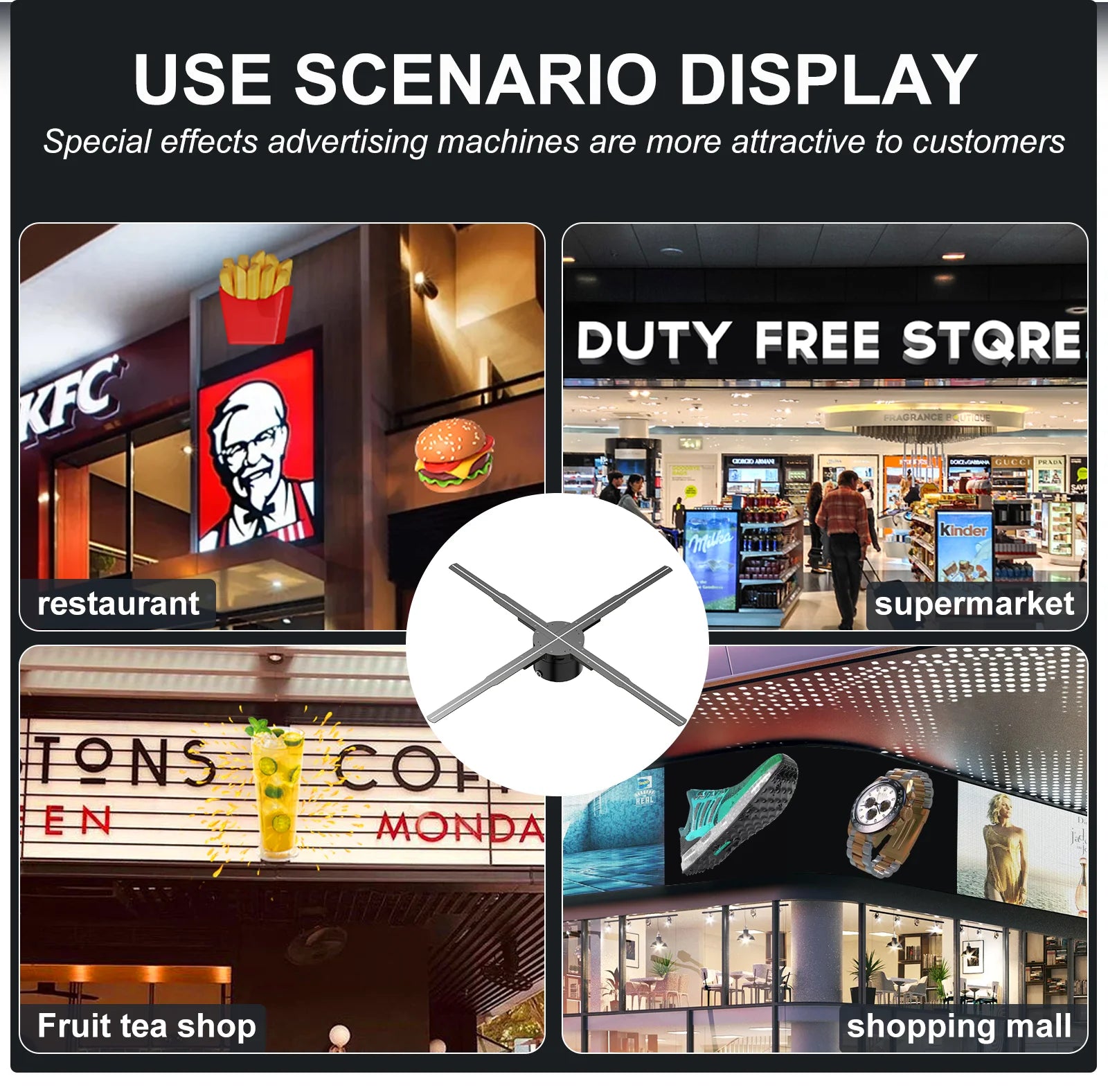 62cm Holographic Fan 722LED Sign Neon Beads 16G Memory Manual DIY Image Text LOGO Advertising Machine Holographic 3D Projector