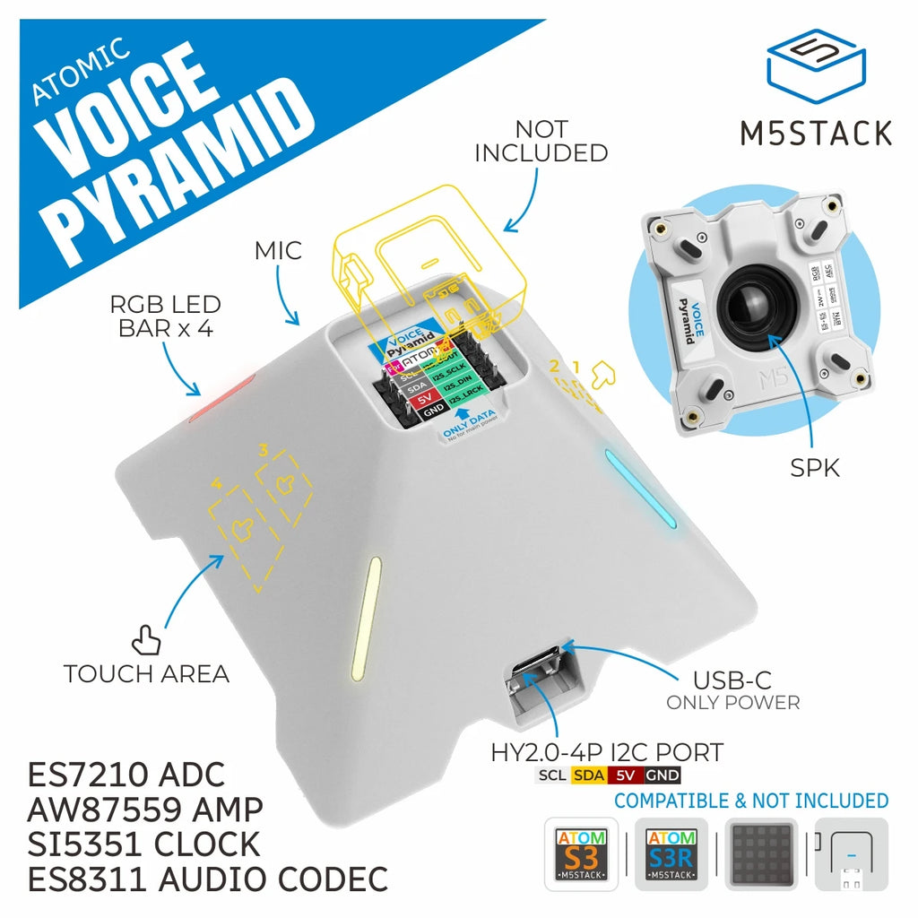 M5Stack Official Voice Pyramid Smart Speaker Base Without M5Atom