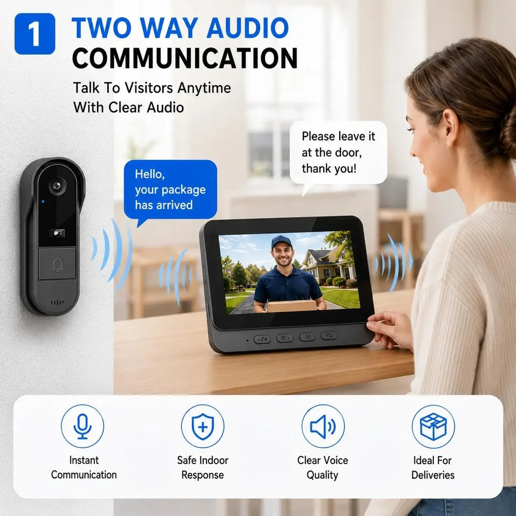 Waterproof Smart 2.4G Wireless Doorbells Video Intercom Camera Inteligente Night Vision 4.3inch Screen For Security Home