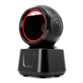 Black desktop barcode scanner dock with red illuminated scanning ring