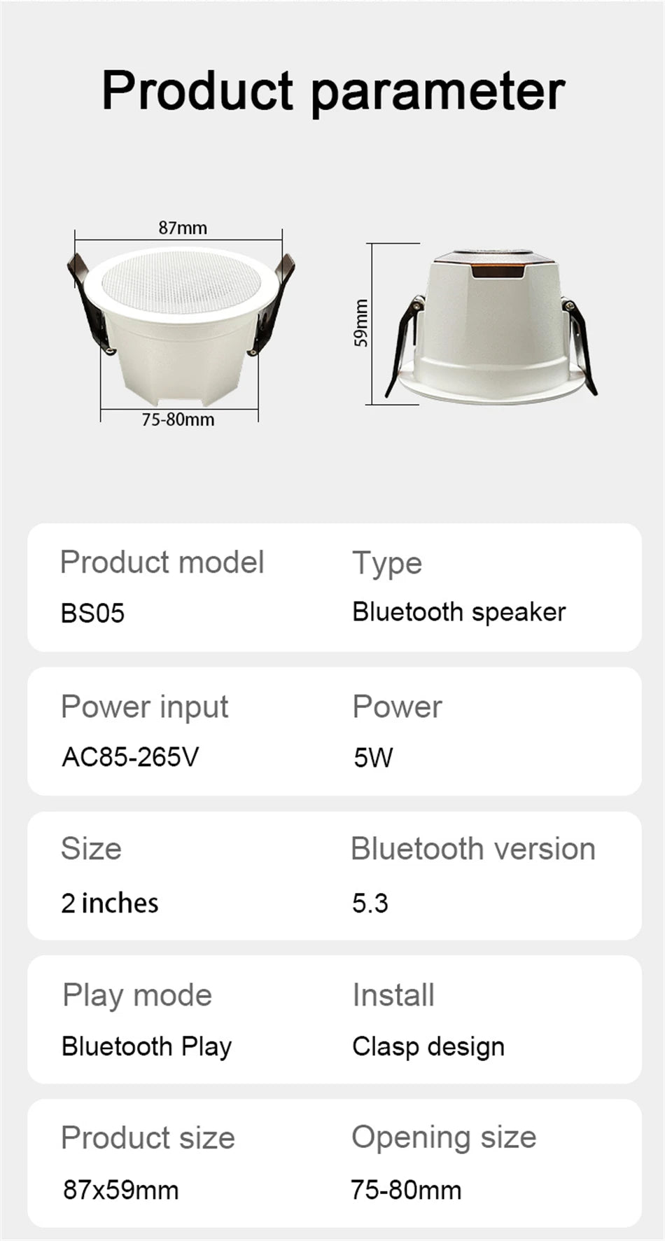 2 Inch Mini Bluetooth Ceiling Speakers Home Audio Audience Stereo Sound System Indoor Music Flush Mount Speakers Kitchen Bedroom