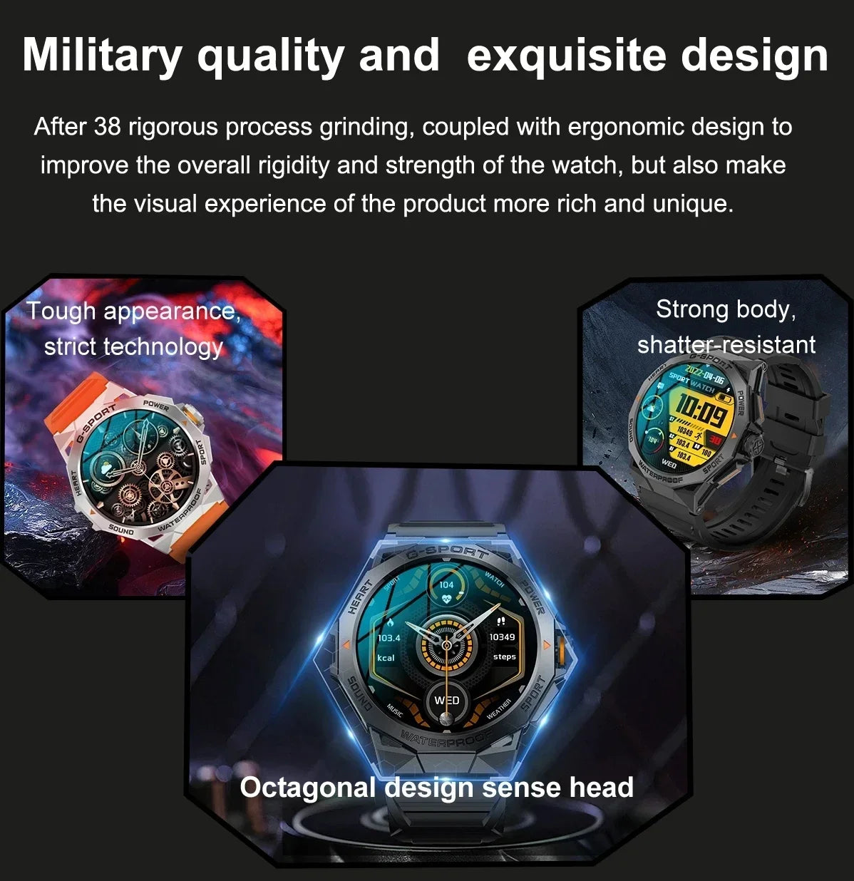 1.43inch AMOLED Screen Smartwatch Men Outdoor Sports Fitness 400mAh Large Battery Bluetooth Call Music Heart Rate Smart Bracelet
