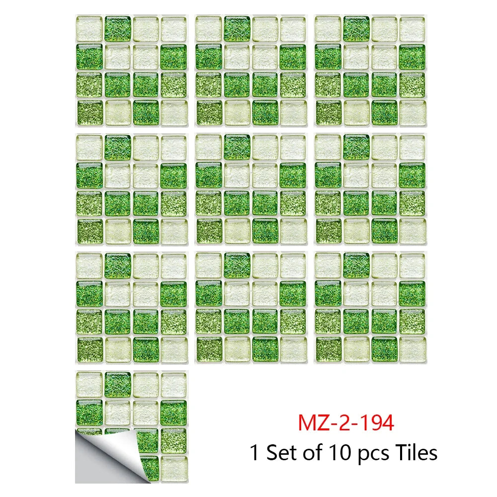 10pcs Purple Mosaic Hard Tiles Sticker Flat Printed in 2d Transfers Cover for Kitchen Bathroom Wallpaper Peel & Stick Wall Decal