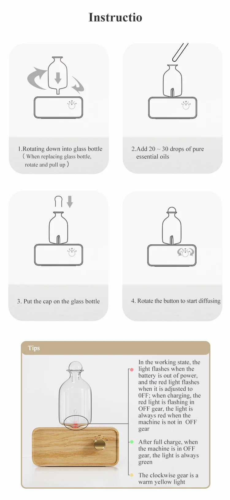 Waterless Aroma Essential Oil Diffuser Rechargeable Wooden Fragrance Electric Scent Diffuser Built-in Battery Nebulizer For Home