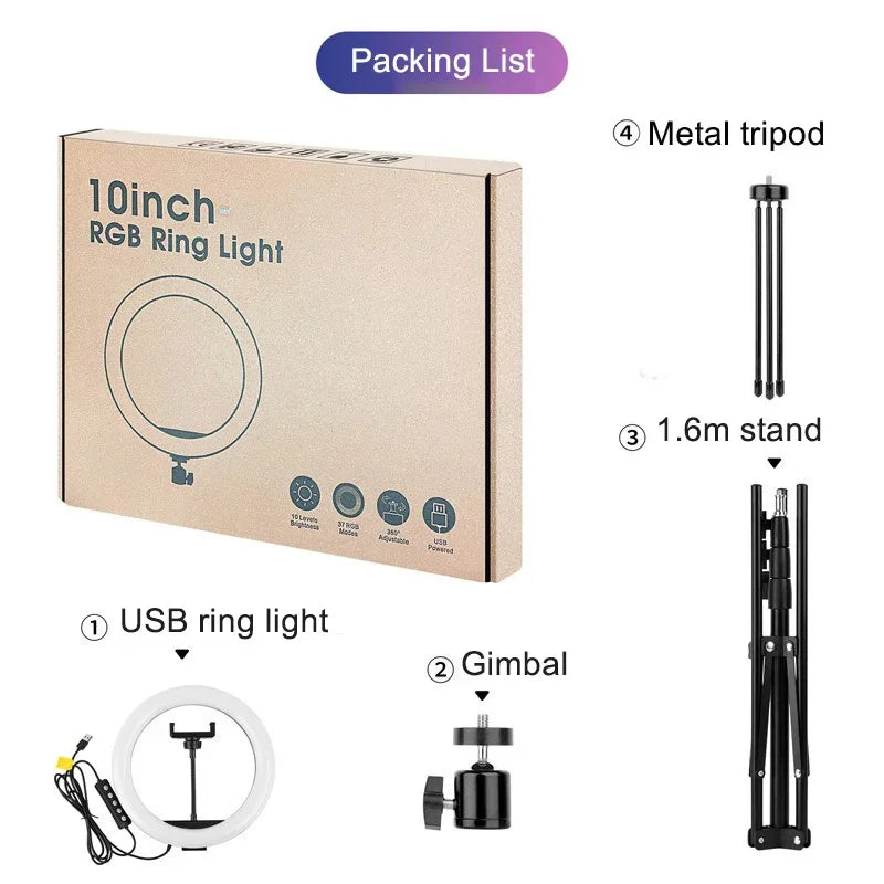 RGB Ring Light with Tripod Stand & Remote for Pro Content Creation RGB two stand Tidesmit