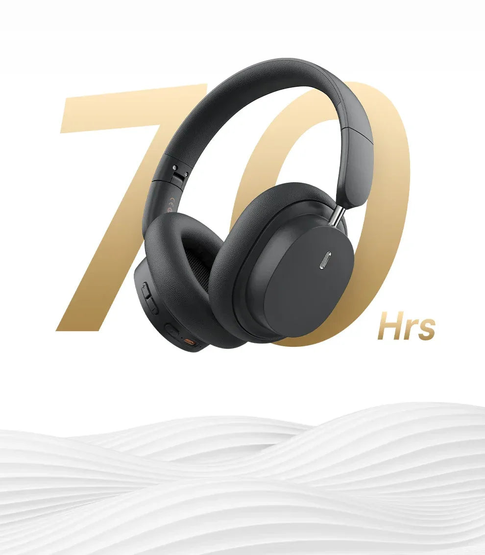 Baseus Wireless Headphones Bluetooth 5.3 HIFI Level Earphone 40mm Driver Foldable Over Ear Headsets 70H Playtime Spatial Audio Tidesmit