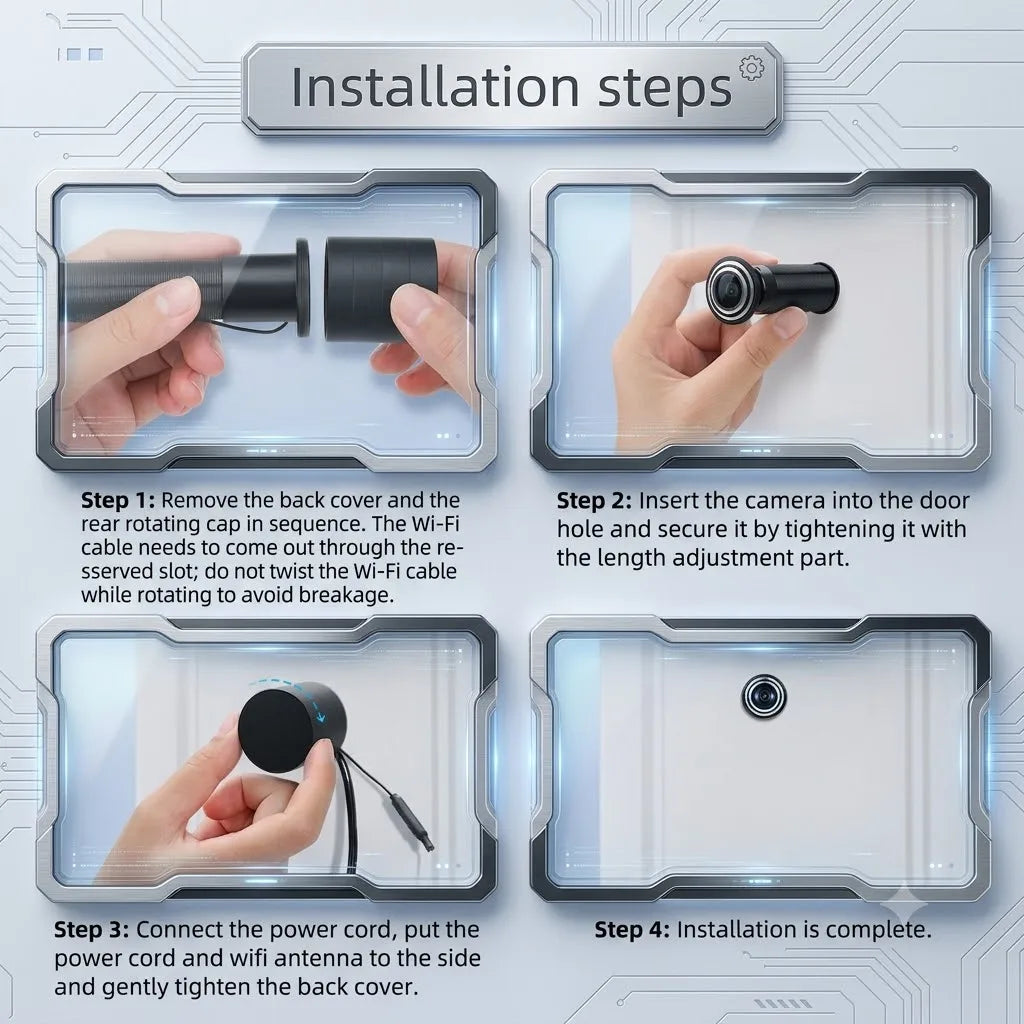 ZEMNIO 3MP 2K HD Smart Peephole Camera, 170° WiFi Video Doorbell, Two-Way/Motion, ICSee/XMEye App, 2.4G, Power Opt. EU/US/UK/AU