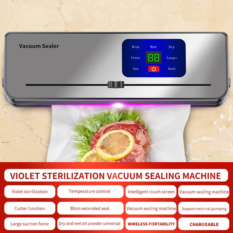 2026 Portable Wireless Vacuum Sealer, Rechargeable Food Sealing Machine with Multi-Pack Vacuum, Countdown Display & Waterproof T