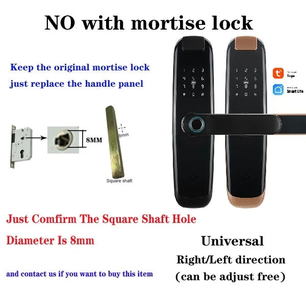 TUYA APP Compatible Smart Life App Unlock Smart Door Lock for Home Wood Door with Fingerprint Handle Combination Rfid Card