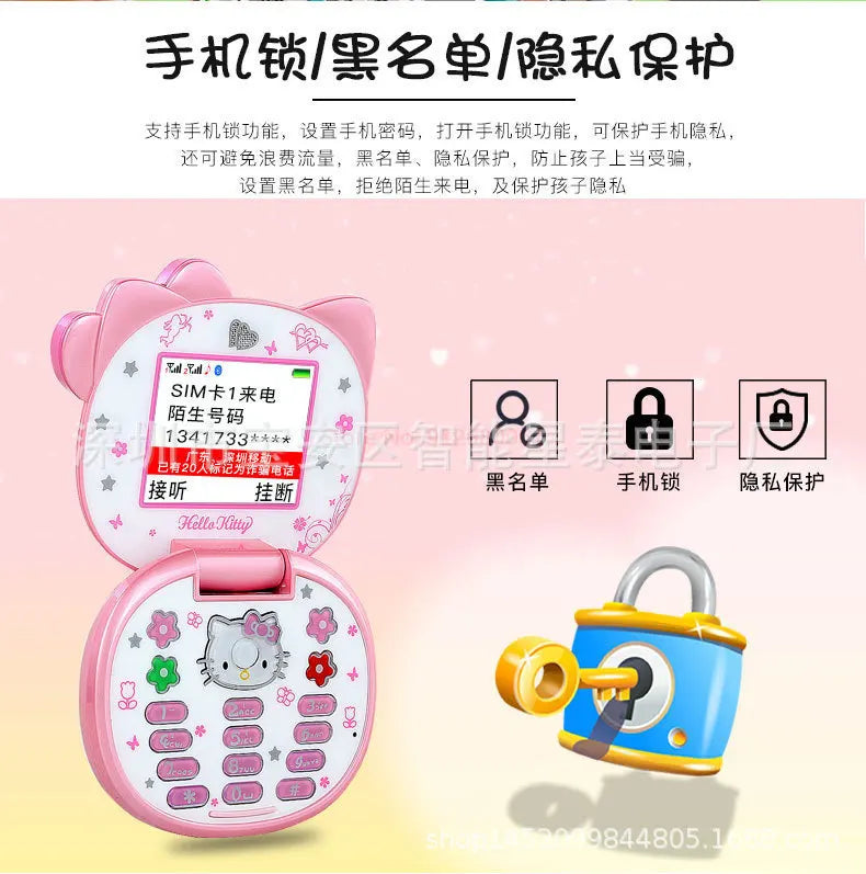 2024 Sanrio Hello Kitty Flip Phone Kawaii K688 Cartoon Taiml Cute Mini Phone Birthday Fashion Gift Toys Christmas For Anime Fans