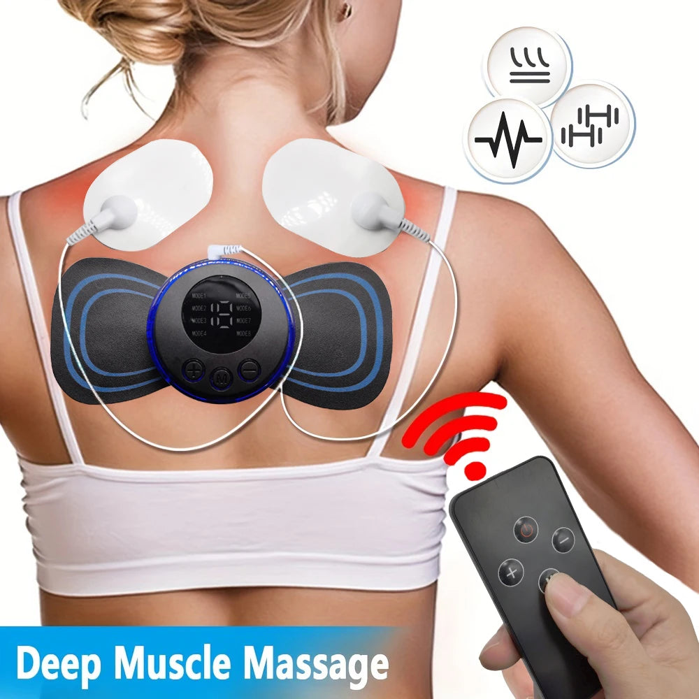Portable Neck Massager with Remote - 8 Pulse Modes for Stress Relief Relaxation Treatment Tidesmit