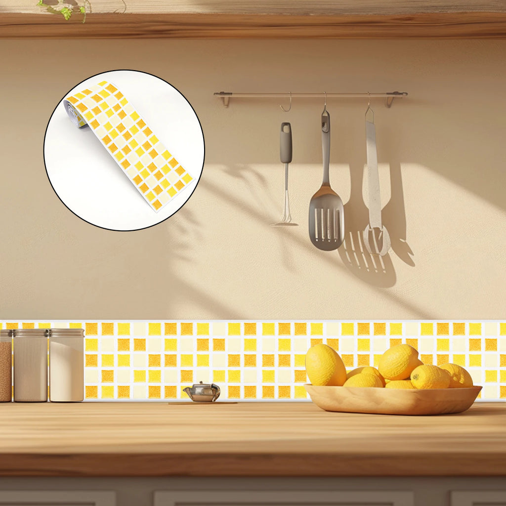 26 Styles 2D Mosaic Tiles Wall Sticker Waist Line Skirting Strip Peel & Stick Bathroom Kitchen Backsplash Home Decor Wall Decals