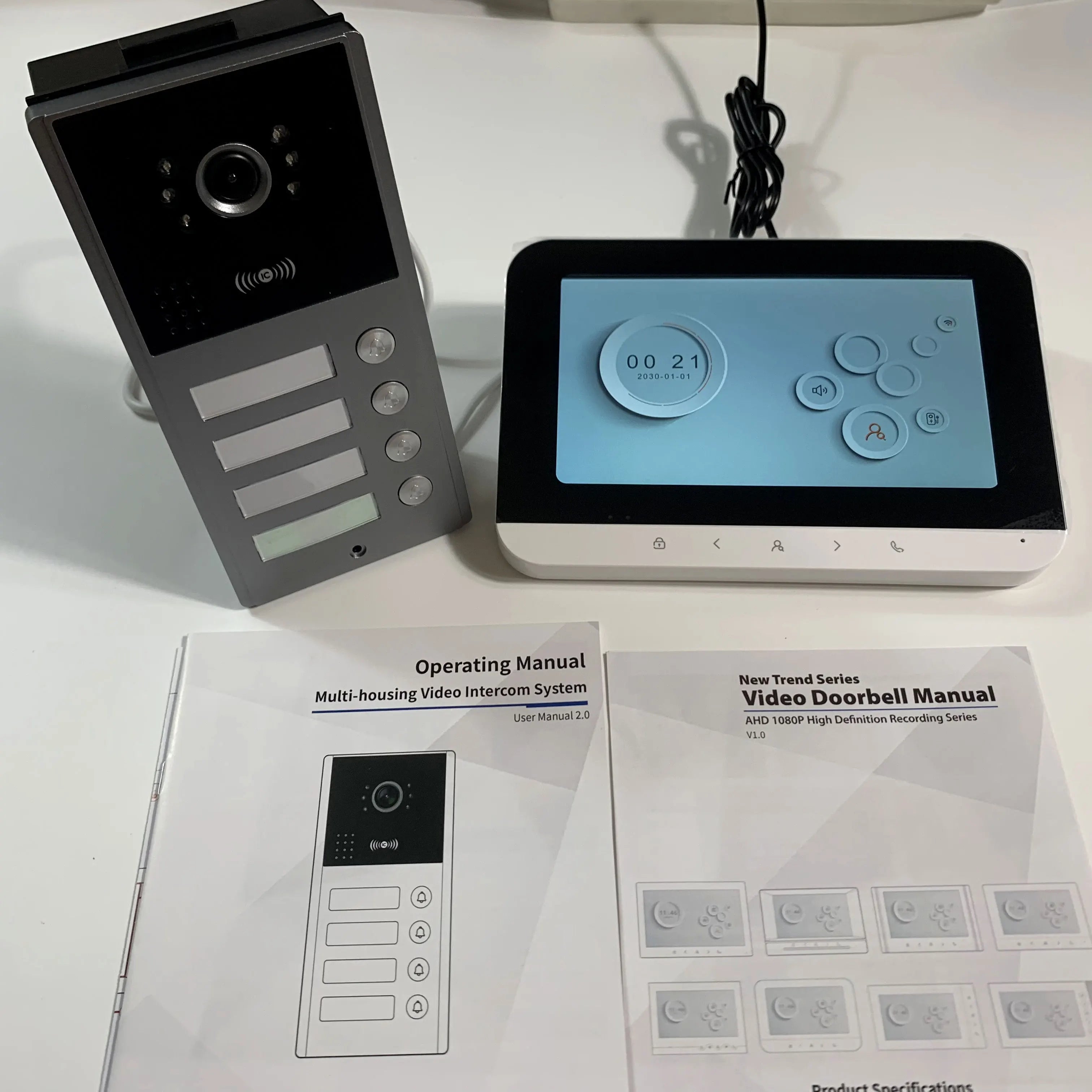 Tuya Wifi 2/3/4 Unit Apartments Residential Video Doorbell Intercom 4 Wire 7 inch Video Intercom System with RFID Card Unlock