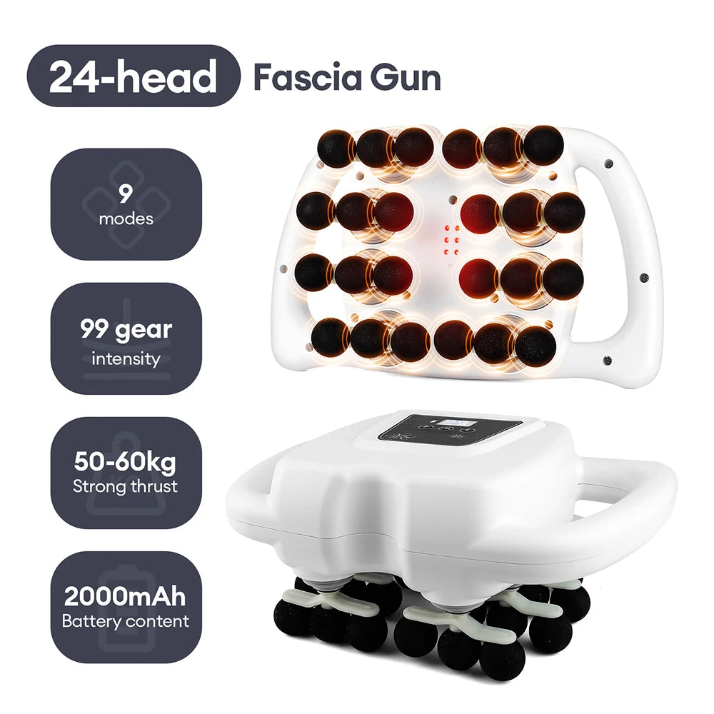 Deep Tissue Massage Gun with 99 Speed Settings and Heat Therapy Back Massage Instrument 24 head-99 gear 1 Tidesmit