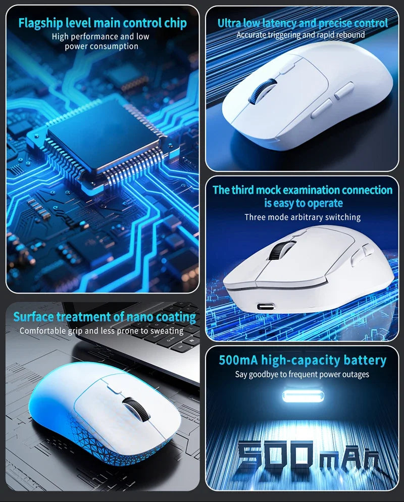 New M348 Superlight Mouse Bluetooth 2.4G Wireless Gaming Mouse Flagship Chip Gaming Sensor 6 Adjustable DPI for Office Game