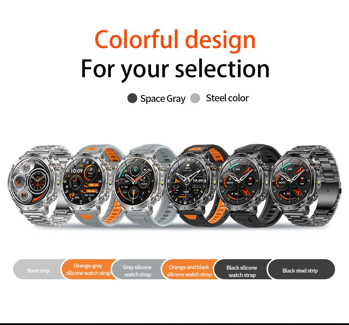 New Military ULtra 1400mAh Huge Battery SmartWatch Two Flashlight 10ATMan Waterproof HD Call 1.73“ 100+Sports Smart watch Man