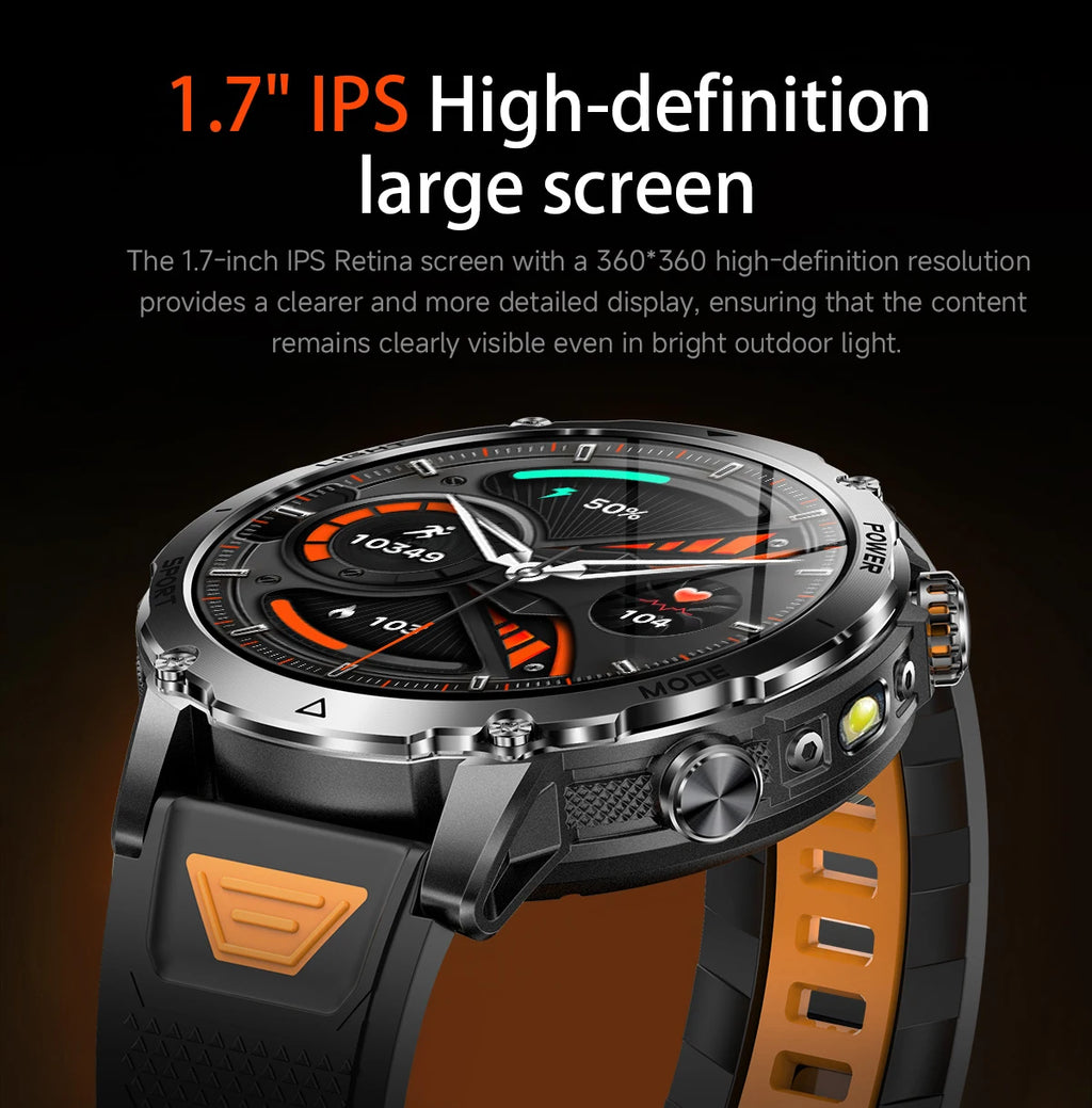 LIGE TANK Ultra Military Smart Watch 1400mAh Battery 10ATM Waterproof Heart Rate LED Flashlight Sports Bracelet Men Smartwatch